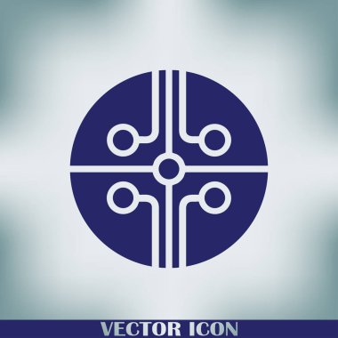 Devre kartı, teknoloji ikonu, vektör illüstrasyonu. Düz tasarım biçimi