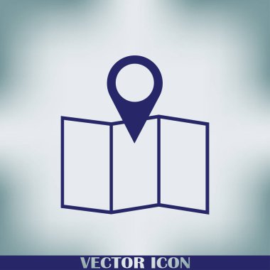 İşaretçi simgesi trendy düz tarzı. Web sitesi tasarımı, logo, app, kullanıcı arabirimi için PIN sembolü. Vektör çizim, Eps10.