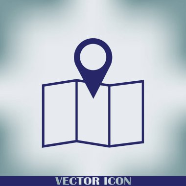 İşaretçi simgesi trendy düz tarzı. Web sitesi tasarımı, logo, app, kullanıcı arabirimi için PIN sembolü. Vektör çizim, Eps10.
