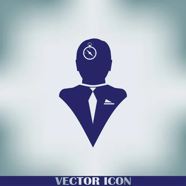 Vector Icon Head Think Silhoutte Vector Man His Mind Compass — Stock Vector