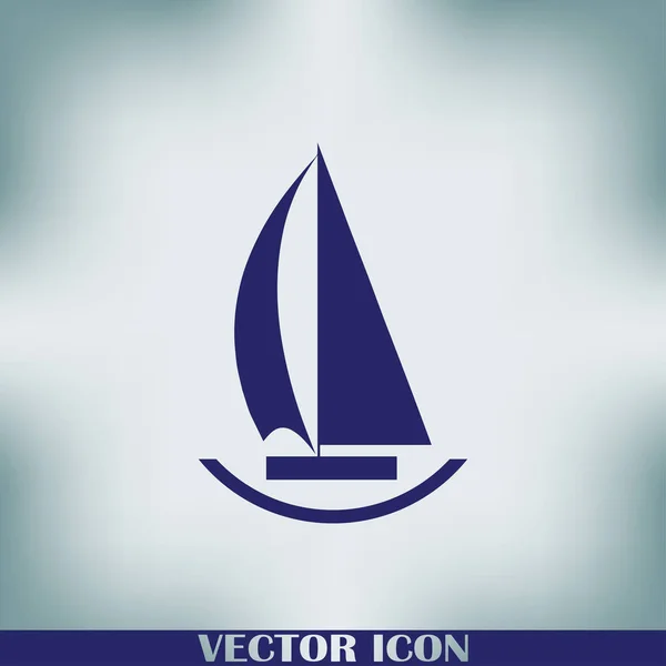 Zeilboot Pictogram Vlakke Stijl — Stockvector