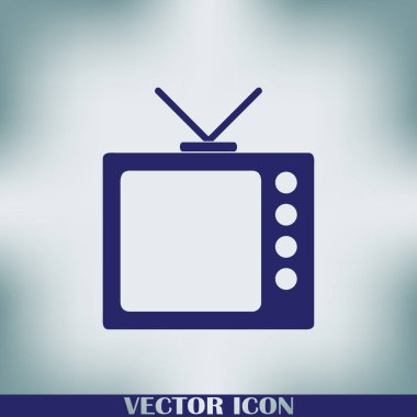 Trendy düz tarzı TV simgesi. Web sitesi tasarımı, logo, app, kullanıcı arabirimi için televizyon sembolü. Vektör çizim, Eps10.
