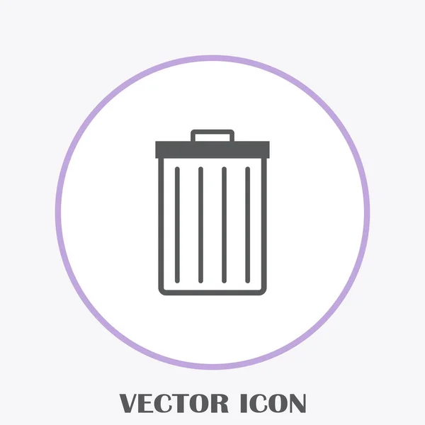 Garbage Trash Bin Icon Isolated Vector Illustration Flat Style Waste — Stock Vector
