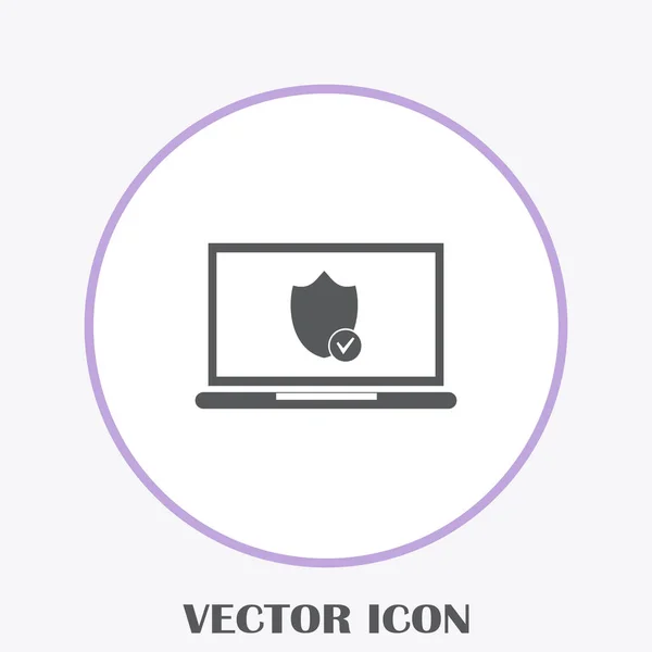 Notebook Shield Laptop Protection Vector Icon — Stock Vector