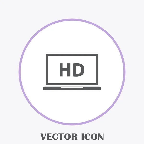 Flachbildfernseher Mit Video Etikettenvektorsymbol Laptop Display — Stockvektor
