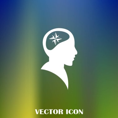 Siluet vektör çizim pusula gül işaretiyle insan kafasından