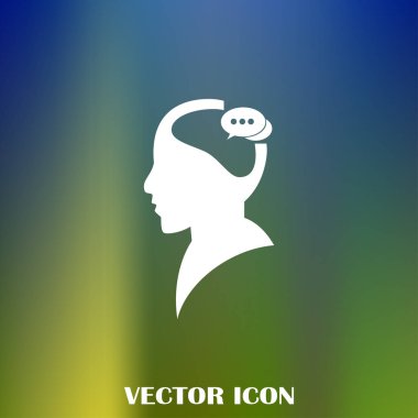 Bir kafa ile konuşma balonu silüeti. Bir kafa ile konuşma balonu vektör çizim silueti.