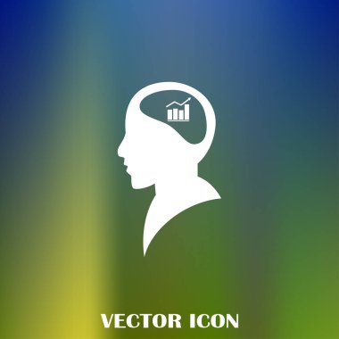 İş adamı ve büyüyen diyagramı siluetleri. insan baş ve grafik simgesi. İş kavramı