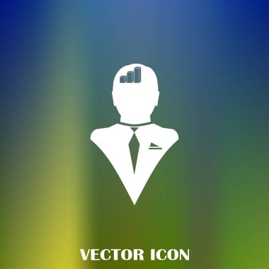 İş adamı ve büyüyen diyagramı siluetleri. insan baş ve grafik simgesi. İş kavramı