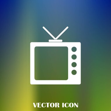 Trendy düz tarzı TV simgesi. Web sitesi tasarımı, logo, app, kullanıcı arabirimi için televizyon sembolü. Vektör çizim, Eps10.