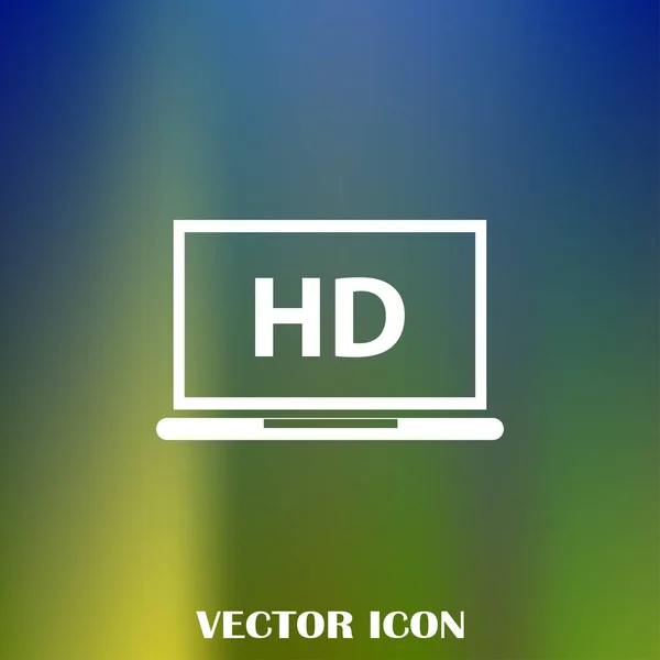 Lapos Képernyős Videóinak Címke Vektor Ikonnal Laptop Kijelző — Stock Vector