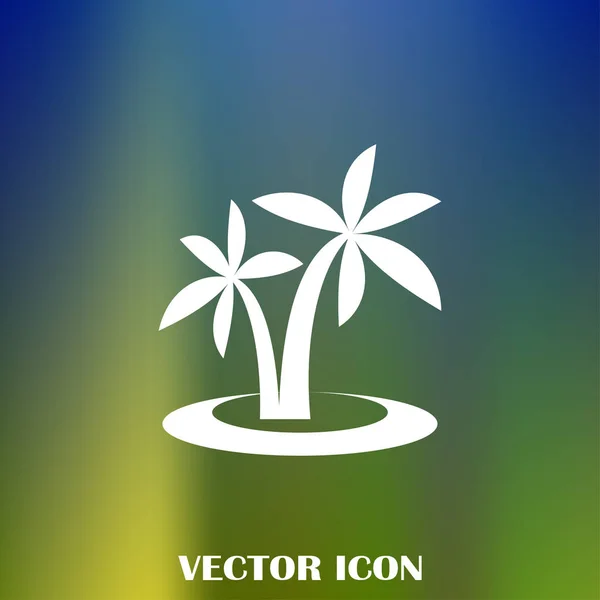 Palm Stromech Siluetou Ostrově Vektorové Ilustrace — Stockový vektor