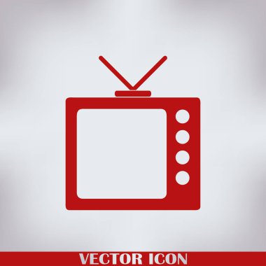Trendy düz tarzı TV simgesi. Web sitesi tasarımı, logo, app, kullanıcı arabirimi için televizyon sembolü. Vektör çizim, Eps10.