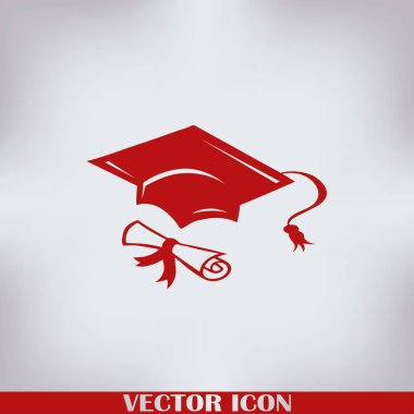 Mezuniyet kep ve diploma web simgesi. vektör çizim