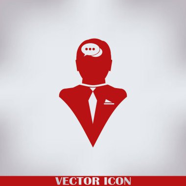 konuşma balonu, insan kafasıyla simgesi. Vektör Eps 10