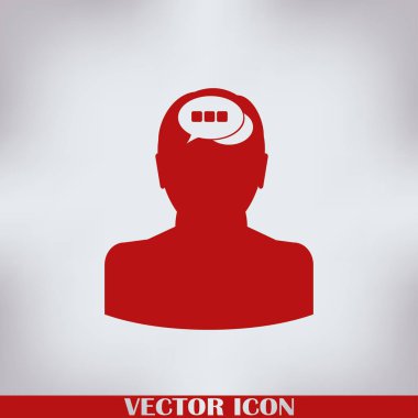 konuşma balonu, insan kafasıyla simgesi. Vektör Eps 10