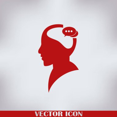 konuşma balonu, insan kafasıyla simgesi. Vektör Eps 10
