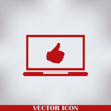 başparmaklar yukarı ya da benzeri semboller dizüstü bilgisayar ekran stok vektöründen gelir