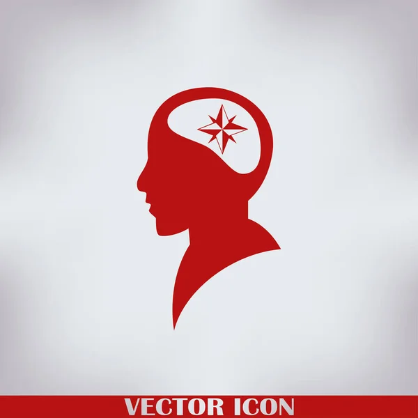 Tête Icône Vectorielle Penser Homme Vecteur Silhoutte Son Esprit Sur — Image vectorielle