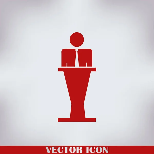 Icono Vector Altavoz Orador Hablando Desde Ilustración Tribuna — Vector de stock