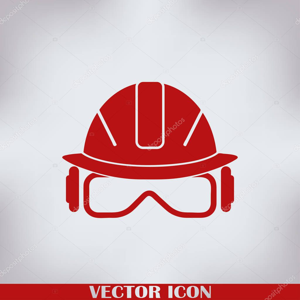 Construction helmet icon in cartoon style vector illustration.