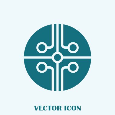 Devre kartı, teknoloji ikonu, vektör illüstrasyonu. Düz tasarım biçimi