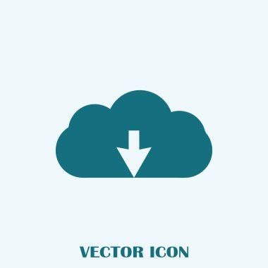 Bulut vektör aşağı ok ile kroki simgesi