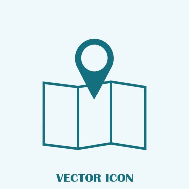 İşaretçi simgesi trendy düz tarzı. Web sitesi tasarımı, logo, app, kullanıcı arabirimi için PIN sembolü. Vektör çizim, Eps10.