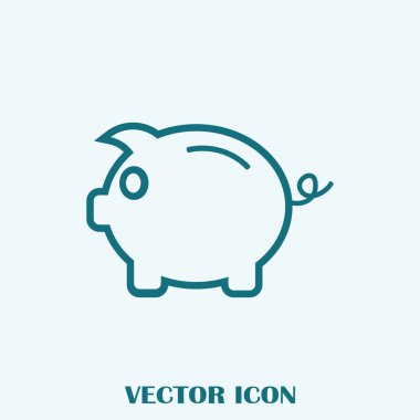 Kumbara. Anahat tarzı tamamen ölçeklenebilir vektör simgesi.