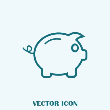 Kumbara. Anahat tarzı tamamen ölçeklenebilir vektör simgesi.