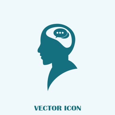 konuşma balonu, insan kafasıyla simgesi. Vektör Eps 10