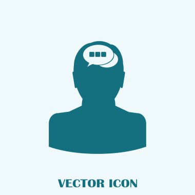 konuşma balonu, insan kafasıyla simgesi. Vektör Eps 10