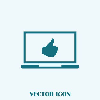 başparmaklar yukarı ya da benzeri semboller dizüstü bilgisayar ekran stok vektöründen gelir