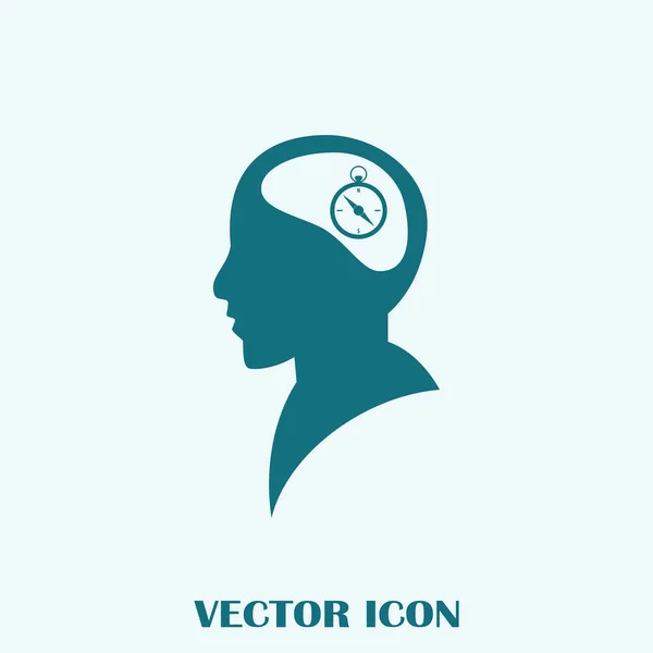 Vector Icon Head Think Silhoutte Vector Man His Mind Compass — Stock Vector