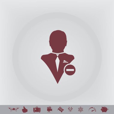 Kullanıcı profili işareti simgesini Sil glif ile web. Vektör çizim tasarım öğesi eps10