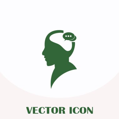 Bir kafa ile konuşma balonu silüeti. Bir kafa ile konuşma balonu vektör çizim silueti. Siluet konuşma balonu vektör konsepti ile baş.