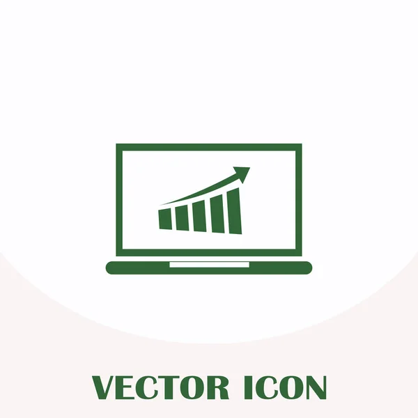 Icono del vector web. Monitor con gráfico de negocio — Vector de stock