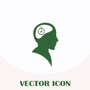 Siluet vektör çizim pusula gül işaretiyle insan kafasından