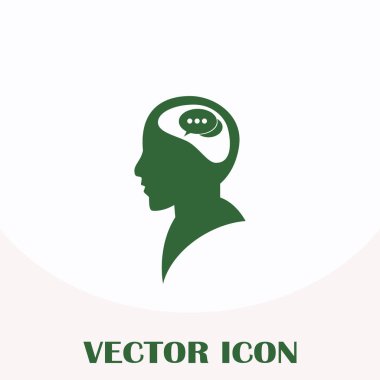 Bir kafa ile konuşma balonu silüeti. Bir kafa ile konuşma balonu vektör çizim silueti. Siluet konuşma balonu vektör konsepti ile baş.