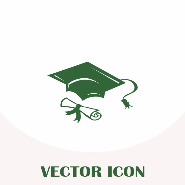 Graduation cap and rolled diploma scroll with stamp. Finish education concept. Flat style vector illustration — Stock Vector