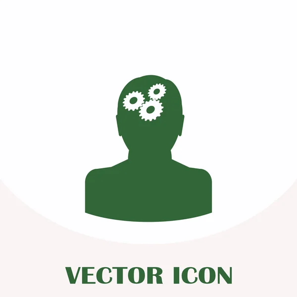 Engranajes en la cabeza del hombre icono — Vector de stock