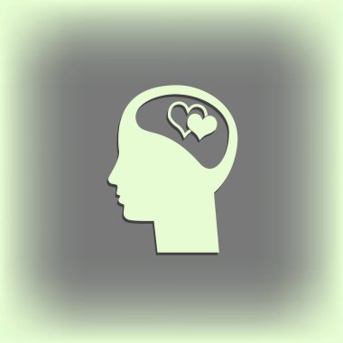 İnsan kafasıyla aşk kavramı. Vektör illüstrasyonu