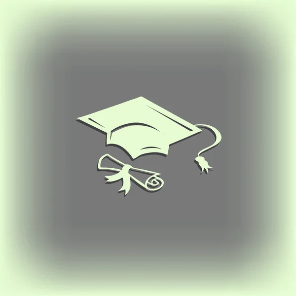 Maturitní čepici a diplom tkanivo ikona. vektorové ilustrace — Stockový vektor