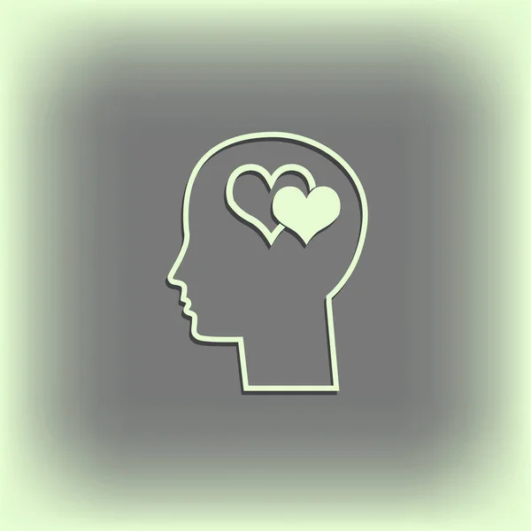 SIlhouette de tête avec symbole de coeur — Image vectorielle