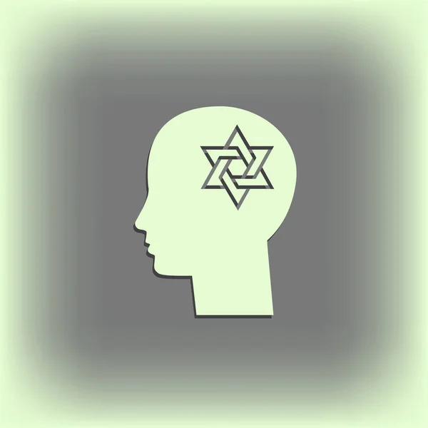 Ilustración de un ícono de cabeza masculina con una estrella de David — Vector de stock