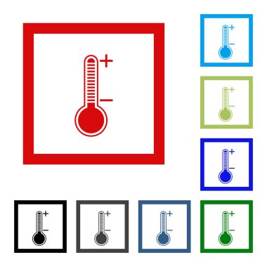 Termometre simgesi. Termometre sembolü. Düz vektör çizim