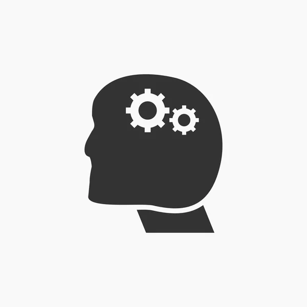 Gear in head icon vector, ilustración sólida, pictograma aislado en blanco — Vector de stock