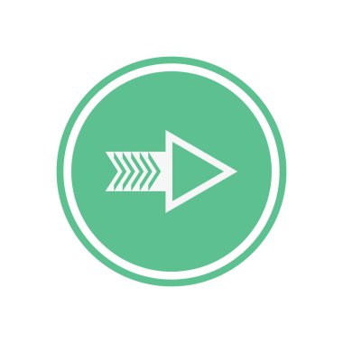 Yeşil daire Beyaz ok. Düz vektör web simgesi.