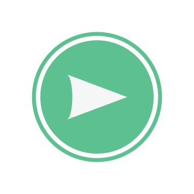 Yeşil daire Beyaz ok. Düz vektör web simgesi.