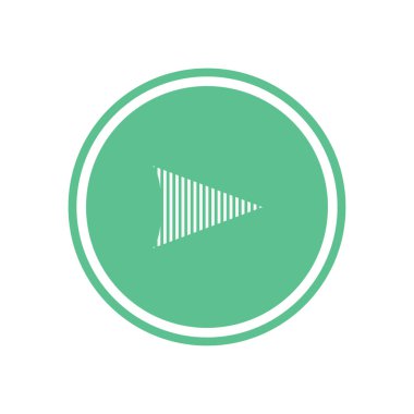 Yeşil daire Beyaz ok. Düz vektör web simgesi.